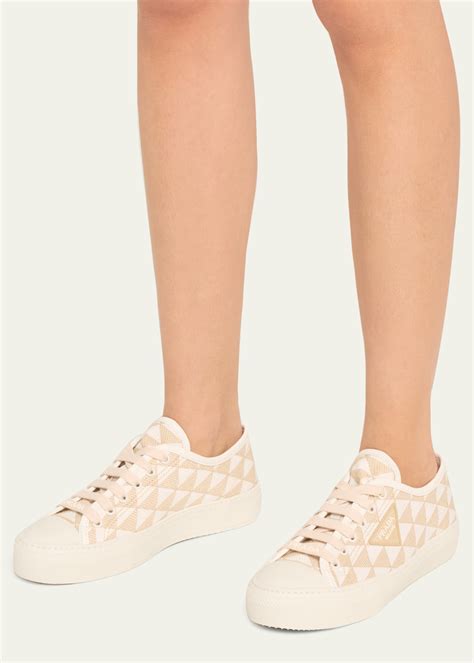 Prada Triangle Jacquard Low Top Sneaker (Women) 